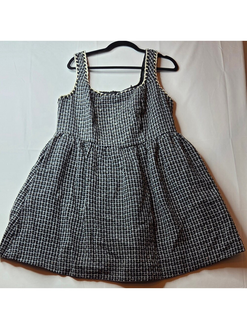 Cider Tweed U-Neckline Mini Dress Black White NWT 0XL